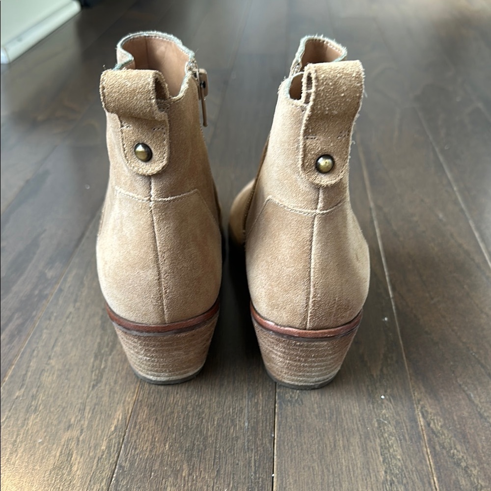 Women's Tan Suede Ankle Boots - Picture 5 of 8